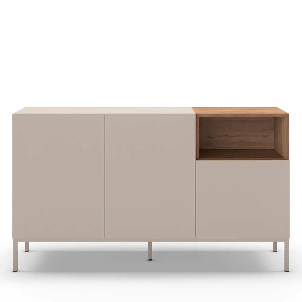 Quenor - Buffet 3 Portes Et Métal - Bois - Beige - Image 2