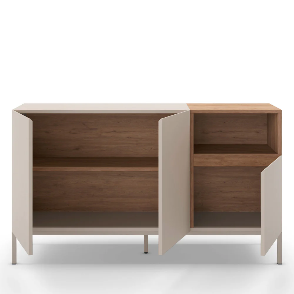 Quenor - Buffet 3 Portes Et Métal - Bois - Beige - Image 4