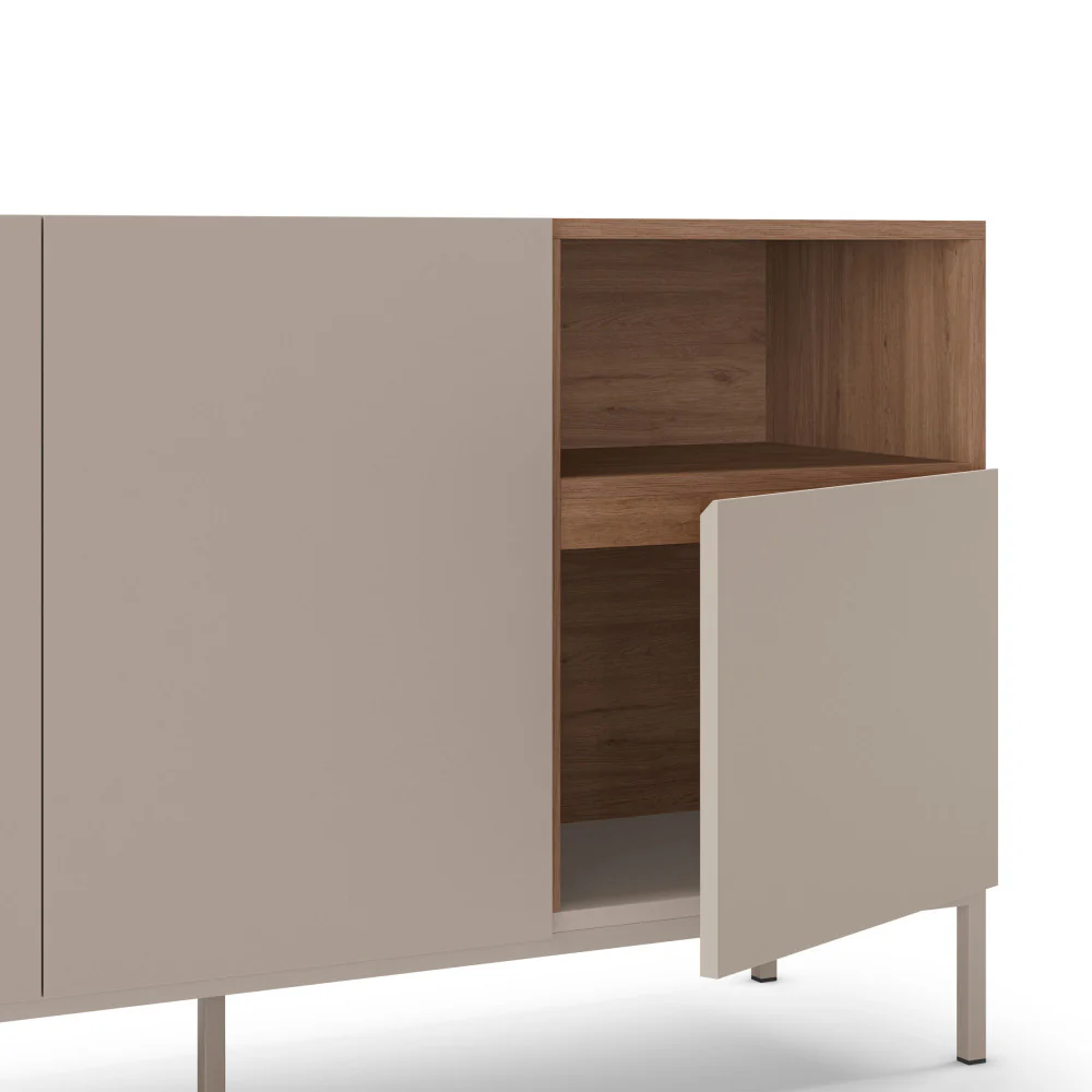 Quenor - Buffet 3 Portes Et Métal - Bois - Beige - Image 5