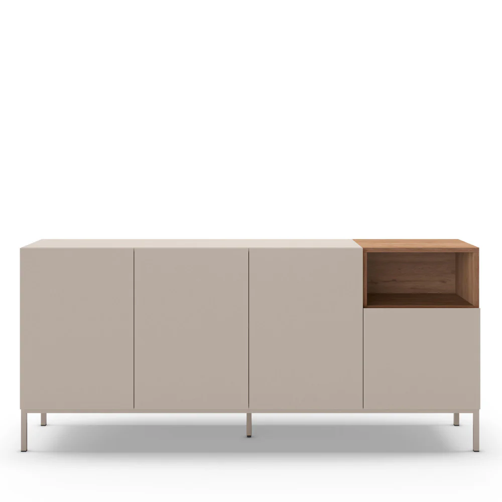 Quenor - Buffet 4 Portes Et Métal - Bois - Beige - Image 2