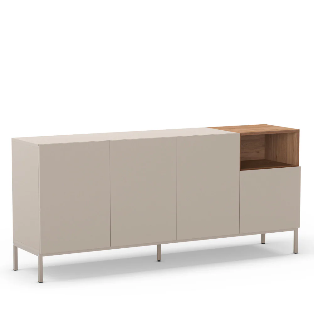Quenor - Buffet 4 Portes Et Métal - Bois - Beige - Image 3