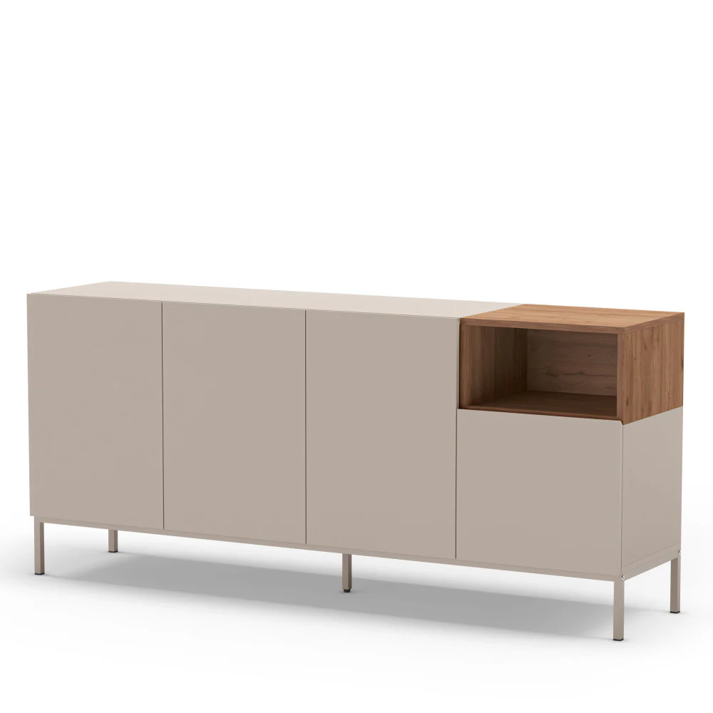 Quenor - Buffet 4 Portes Et Métal - Bois - Beige - Image 4