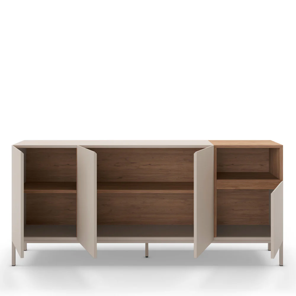 Quenor - Buffet 4 Portes Et Métal - Bois - Beige - Image 5