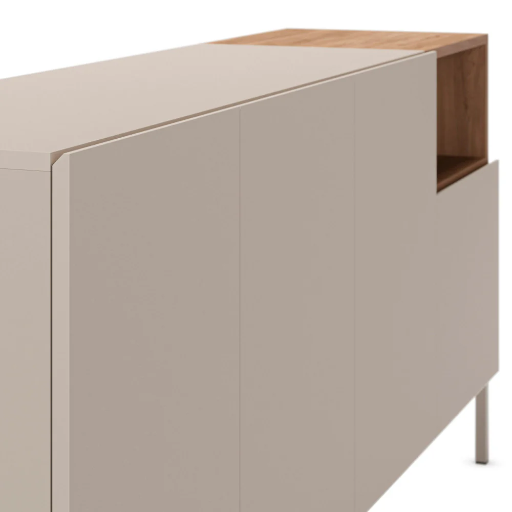 Quenor - Buffet 4 Portes Et Métal - Bois - Beige - Image 7