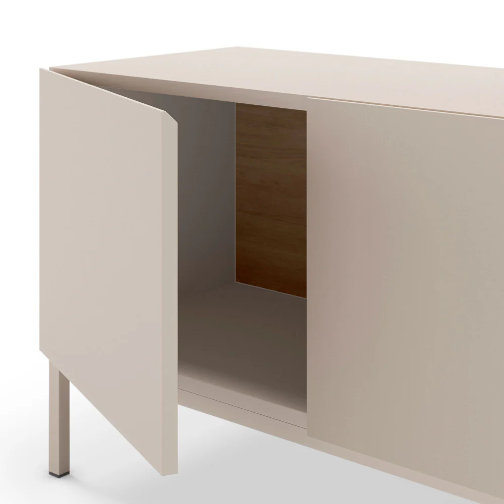 Quenor - Meuble TV 3 Portes 1 Tiroir Et Métal - Bois - Beige - Image 10