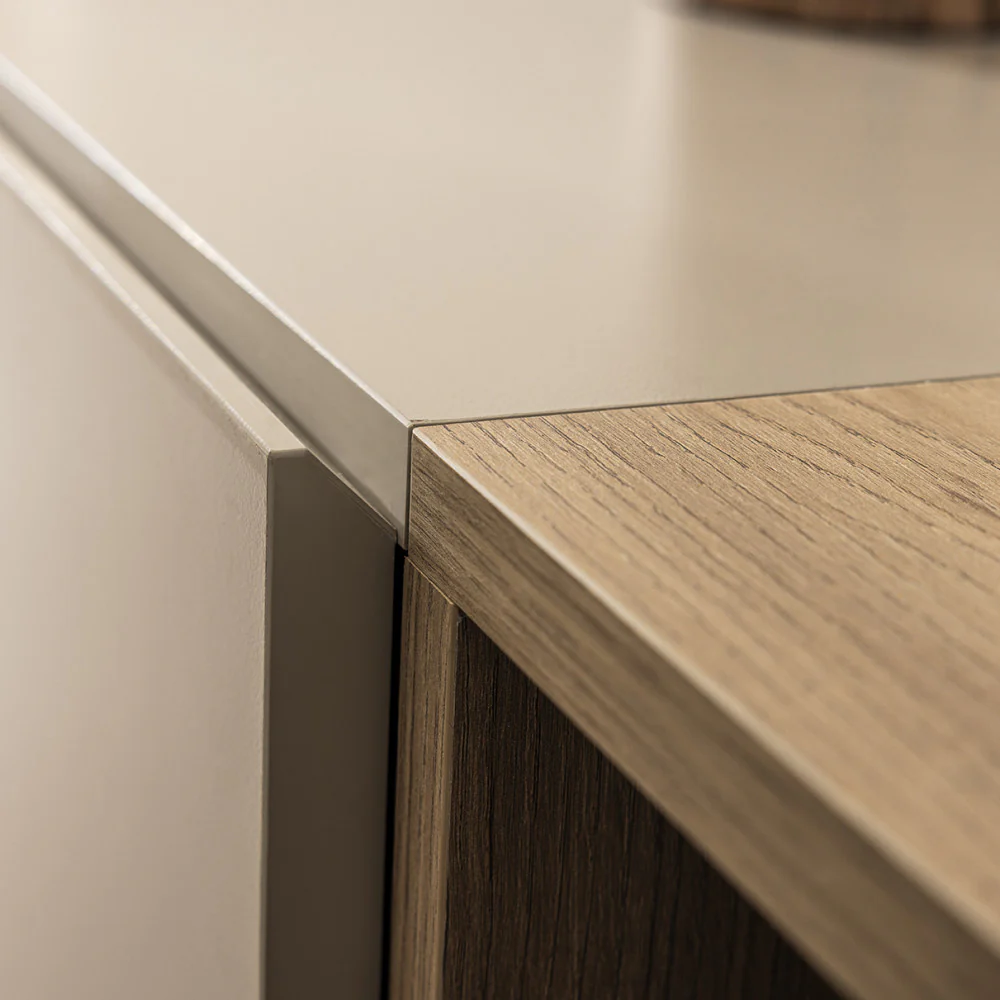 Quenor - Meuble TV 3 Portes 1 Tiroir Et Métal - Bois - Beige - Image 6