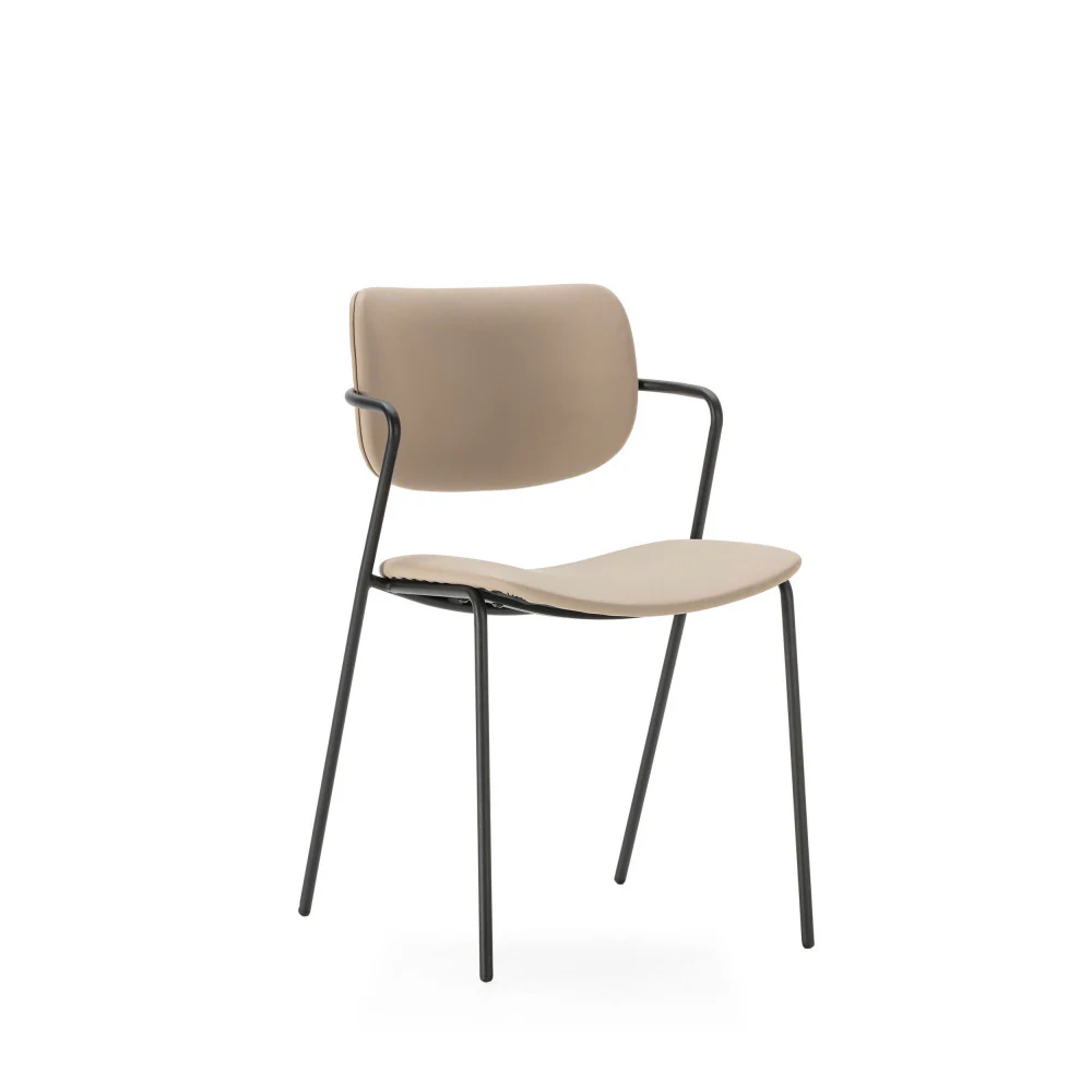Velura - Lot De 2 Chaises - Simili Cuir & Métal - Beige - Image 2