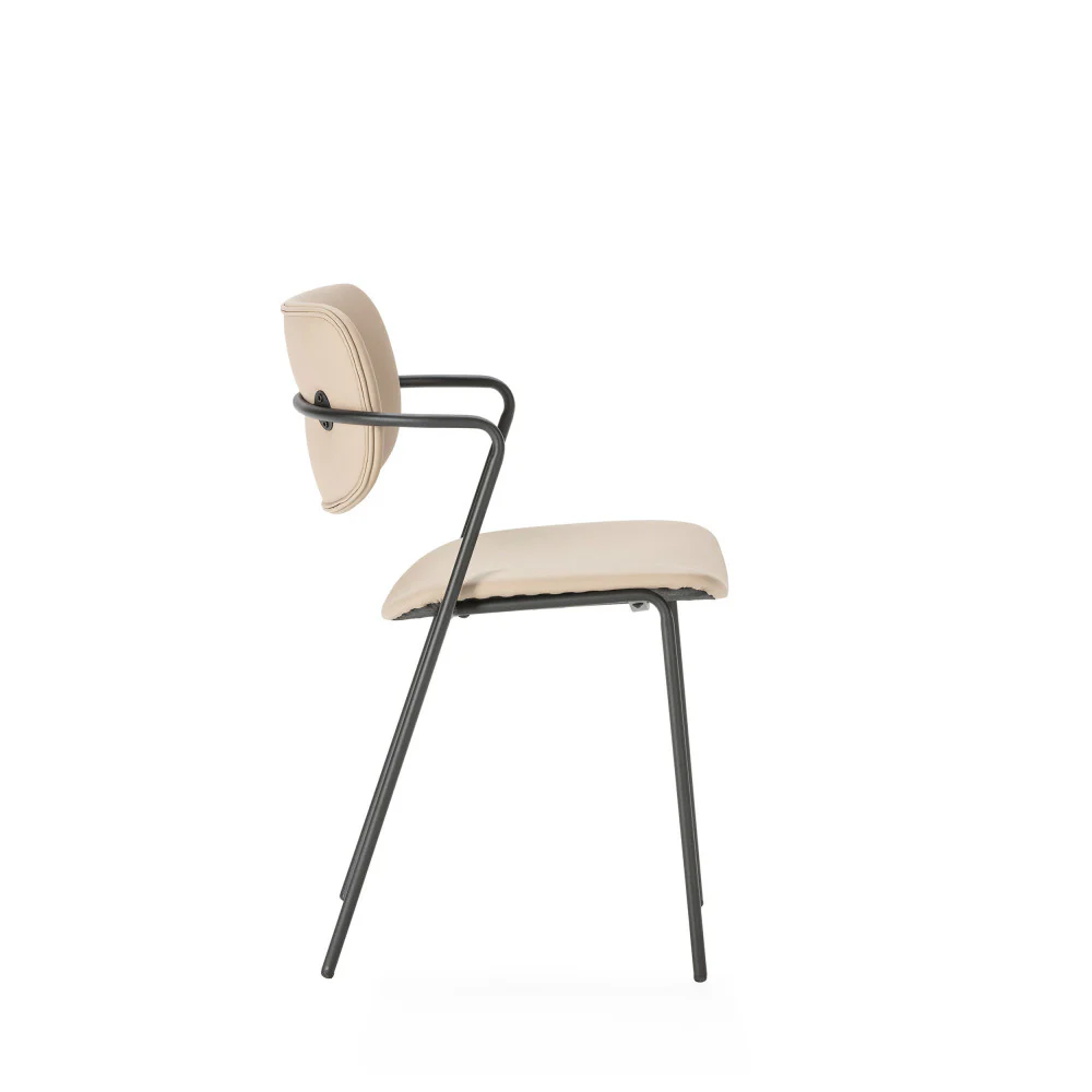 Velura - Lot De 2 Chaises - Simili Cuir & Métal - Beige - Image 4