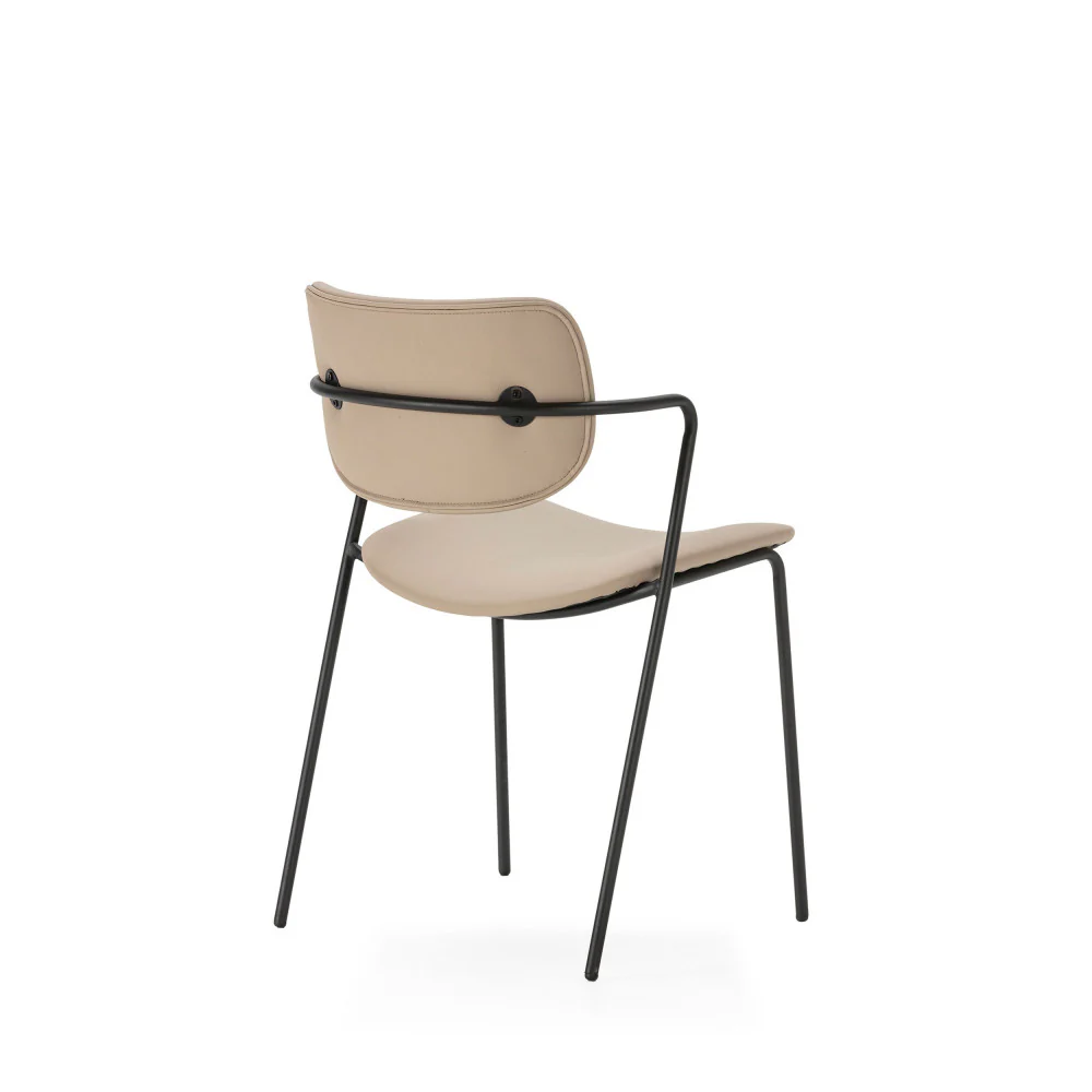 Velura - Lot De 2 Chaises - Simili Cuir & Métal - Beige - Image 5
