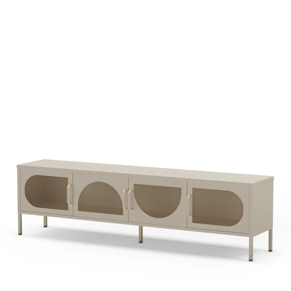 Zio - Meuble TV 4 Portes - Métal - Beige - Image 4