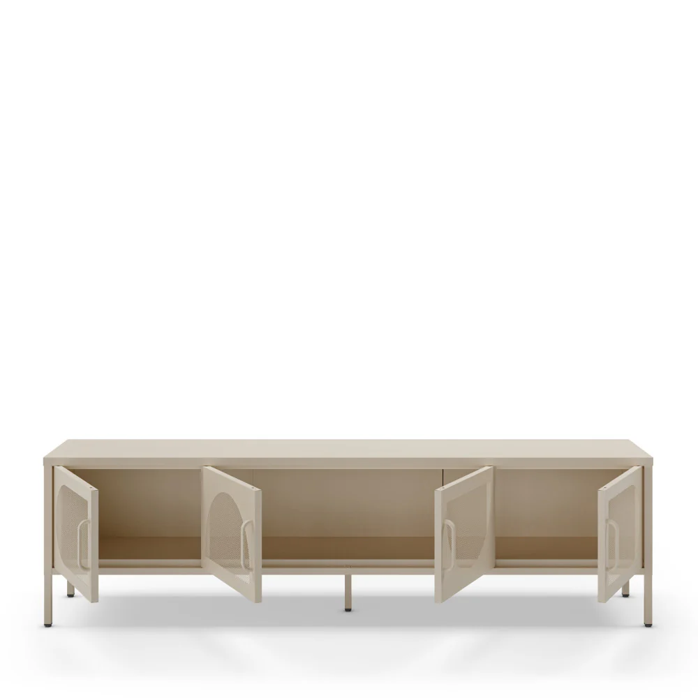 Zio - Meuble TV 4 Portes - Métal - Beige - Image 5