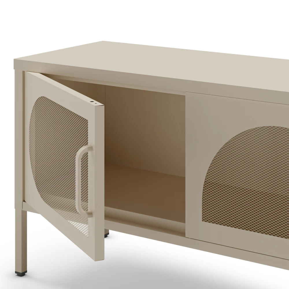 Zio - Meuble TV 4 Portes - Métal - Beige - Image 6