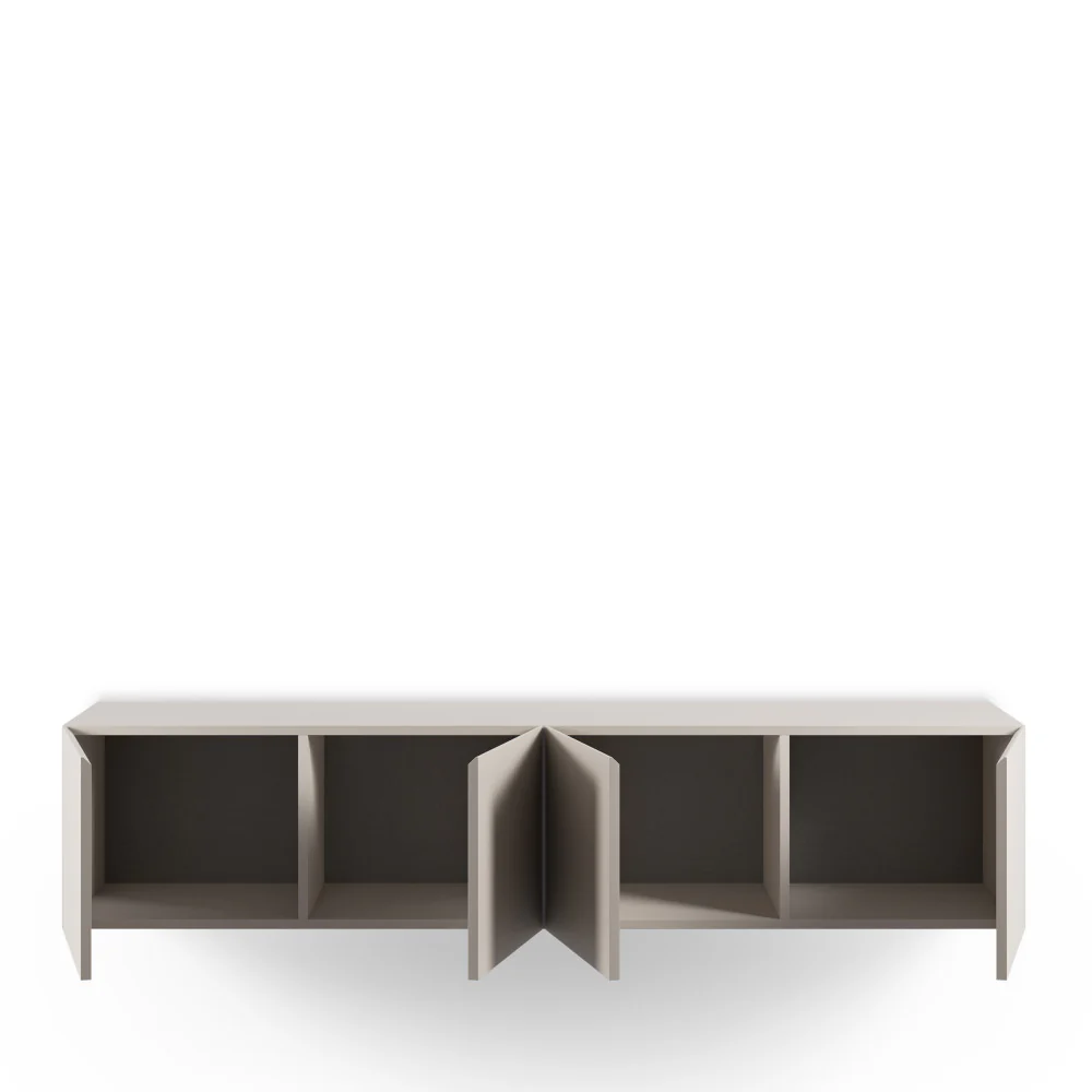 Nexa - Meuble TV Suspendu 4 Portes - Bois - Beige - Image 4