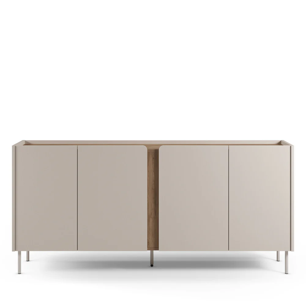 Boxy - Buffet 4 Portes Et Métal - Bois - Beige - Image 2