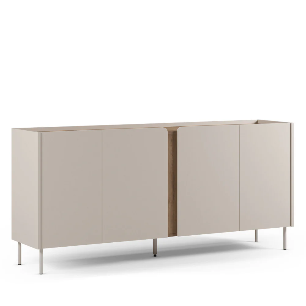 Boxy - Buffet 4 Portes Et Métal - Bois - Beige - Image 3