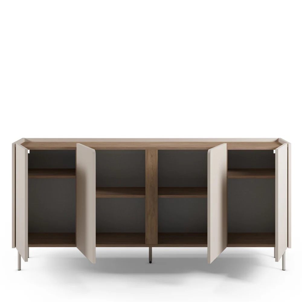 Boxy - Buffet 4 Portes Et Métal - Bois - Beige - Image 4