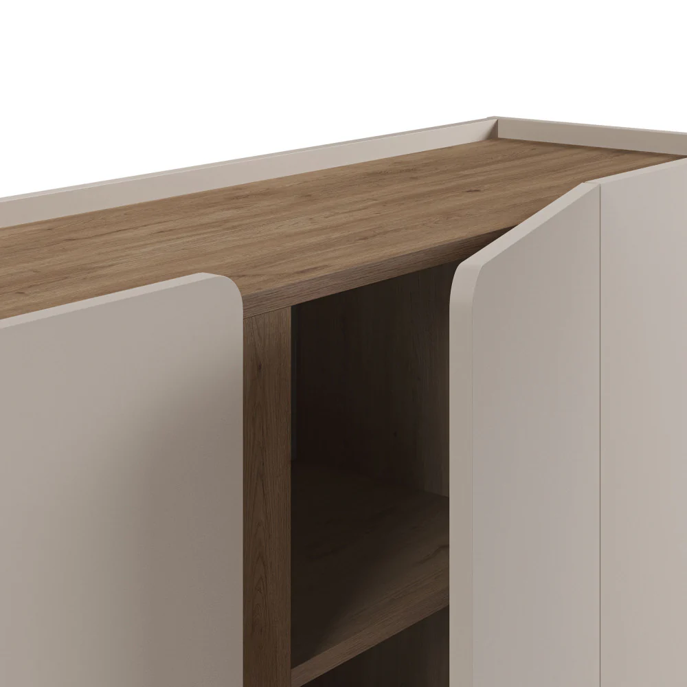 Boxy - Buffet 4 Portes Et Métal - Bois - Beige - Image 5
