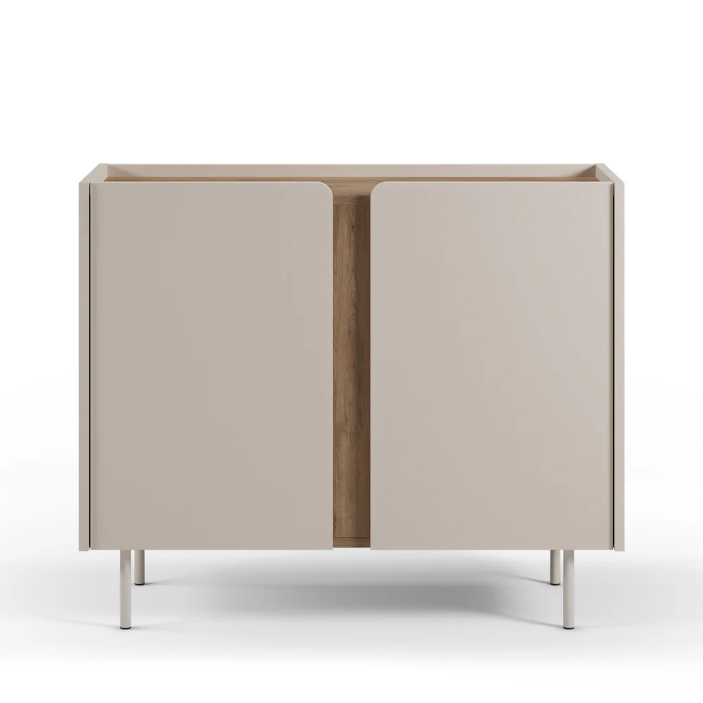 Boxy - Buffet 2 Portes Et Métal - Bois - Beige - Image 2