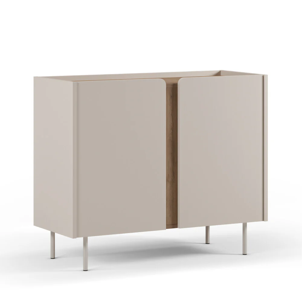 Boxy - Buffet 2 Portes Et Métal - Bois - Beige - Image 3