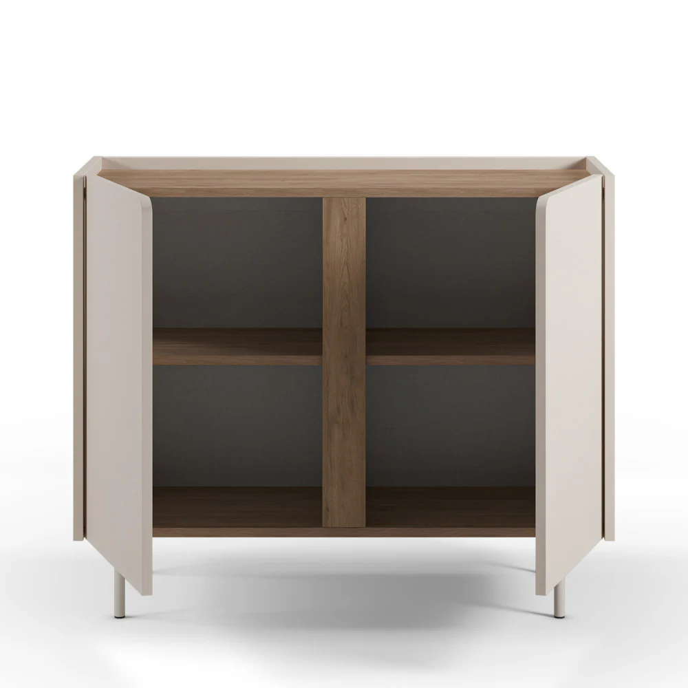 Boxy - Buffet 2 Portes Et Métal - Bois - Beige - Image 4