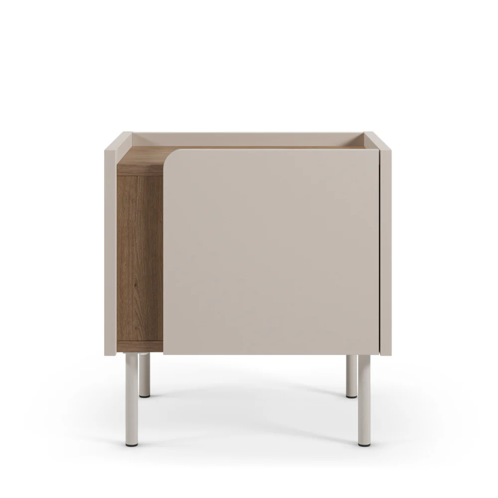 Boxy - Table De Chevet 1 Porte Et Métal - Bois - Beige - Image 2