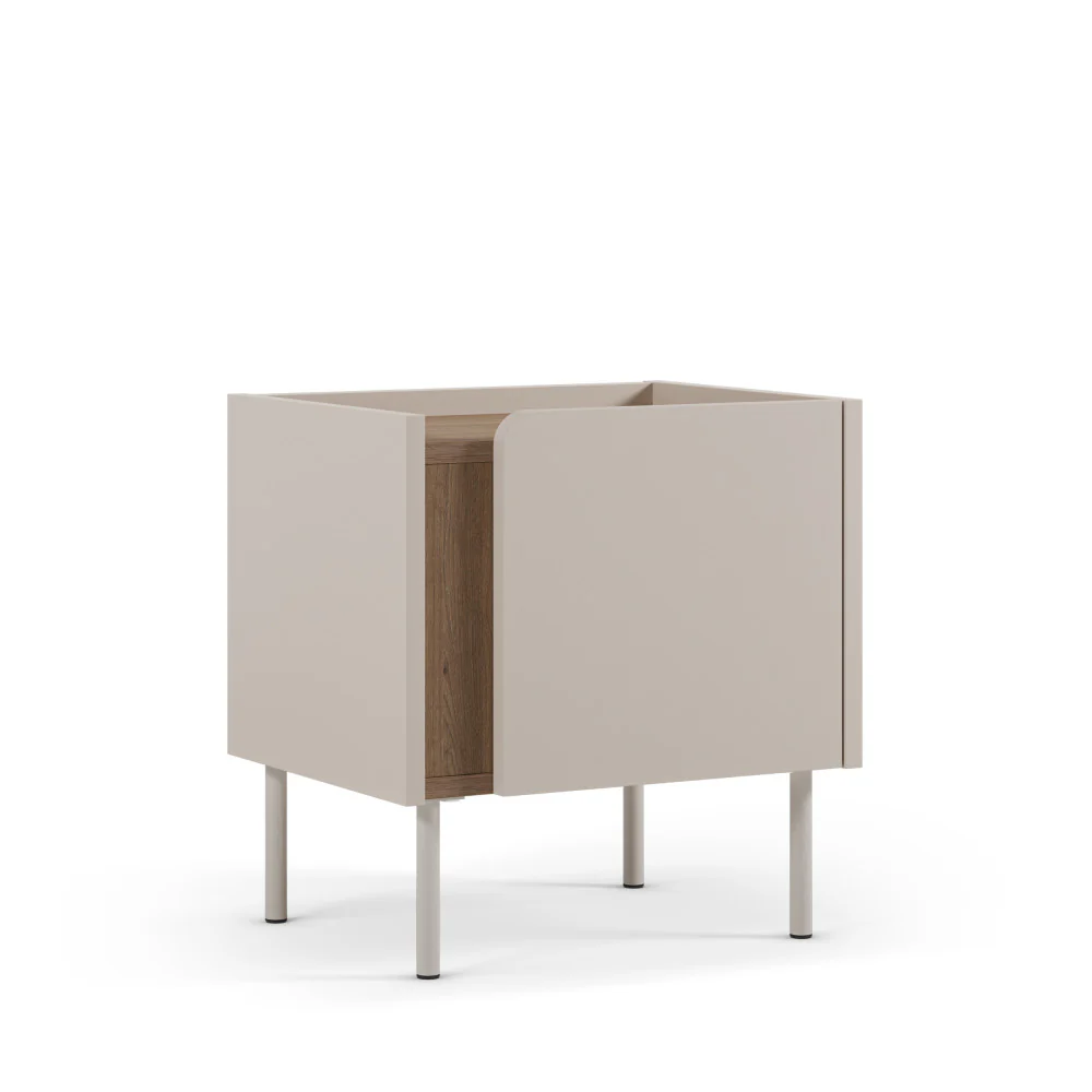 Boxy - Table De Chevet 1 Porte Et Métal - Bois - Beige - Image 3