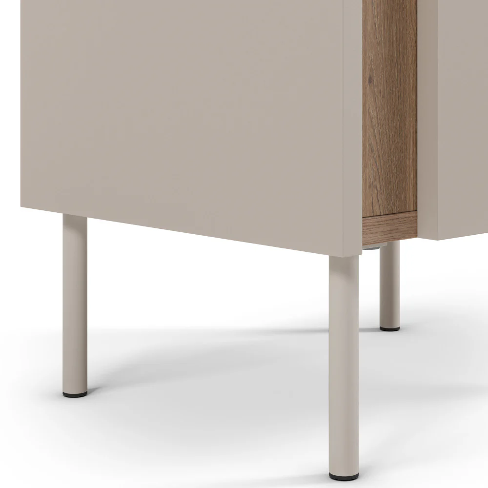 Boxy - Table De Chevet 1 Porte Et Métal - Bois - Beige - Image 5