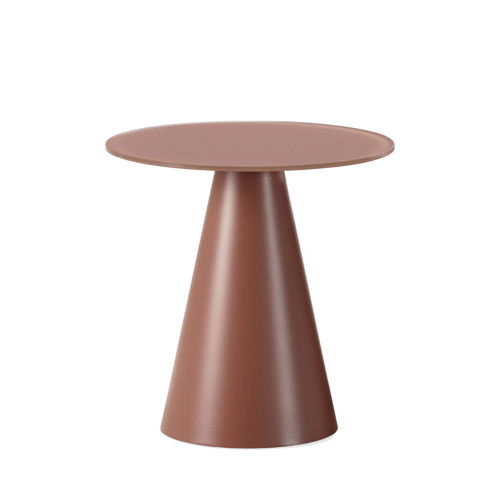 Celeste - Table D'appoint Ronde Trempé Et Métal - Verre - Marron glacé - Image 2