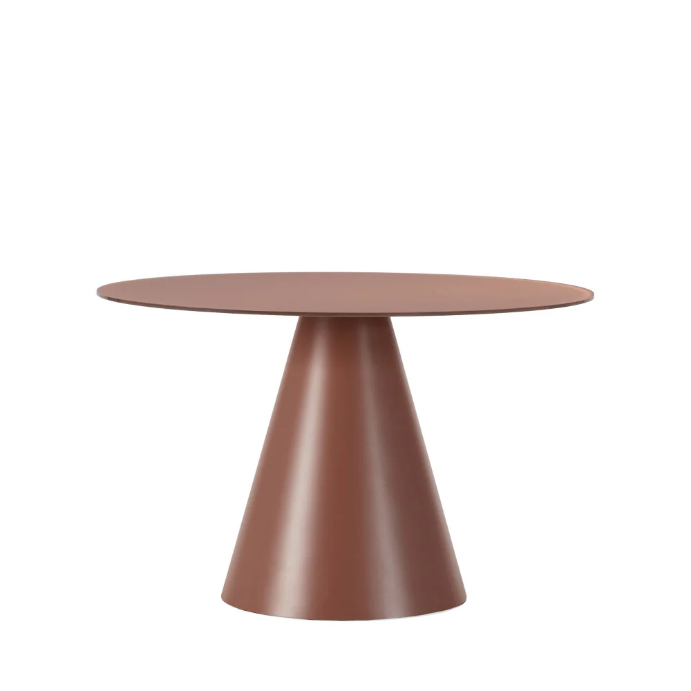 Celeste - Table À Manger 4 Personnes Ronde Trempé Et Métal - Verre - Marron glacé - Image 2