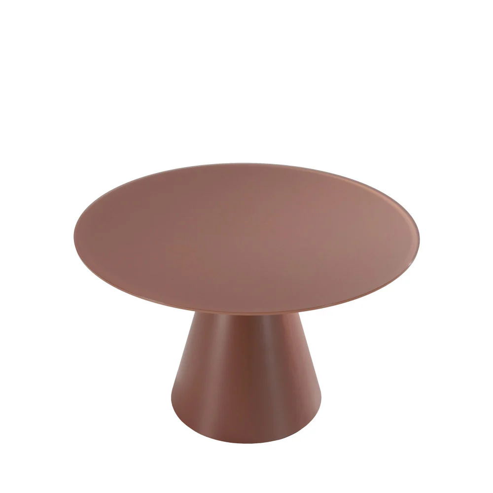 Celeste - Table À Manger 4 Personnes Ronde Trempé Et Métal - Verre - Marron glacé - Image 3