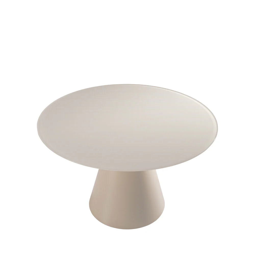 Celeste - Table À Manger 4 Personnes Ronde Trempé Et Métal - Verre - Beige - Image 3