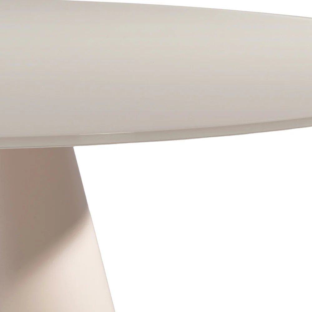 Celeste - Table À Manger 4 Personnes Ronde Trempé Et Métal - Verre - Beige - Image 4