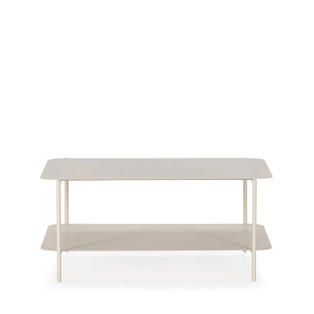 Judith - Table Basse Rectangulaire À Double Plateau - Métal - Beige - Image 2