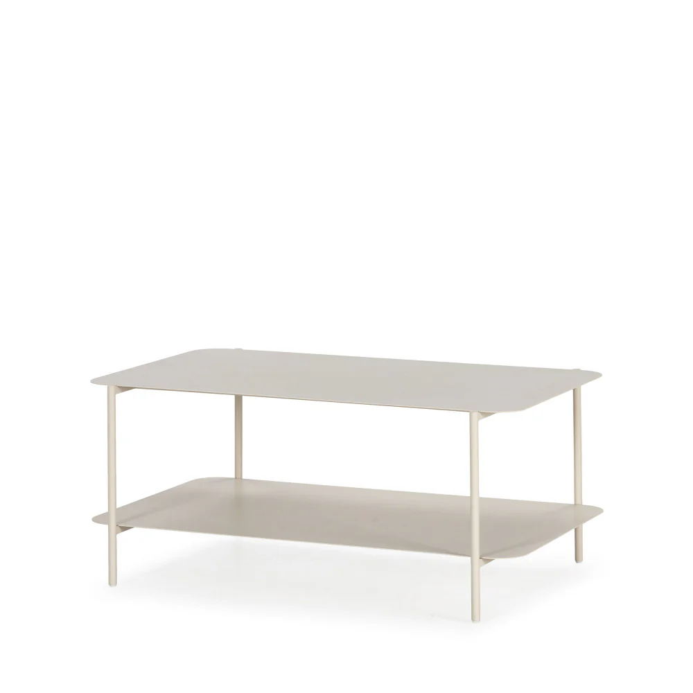 Judith - Table Basse Rectangulaire À Double Plateau - Métal - Beige - Image 3
