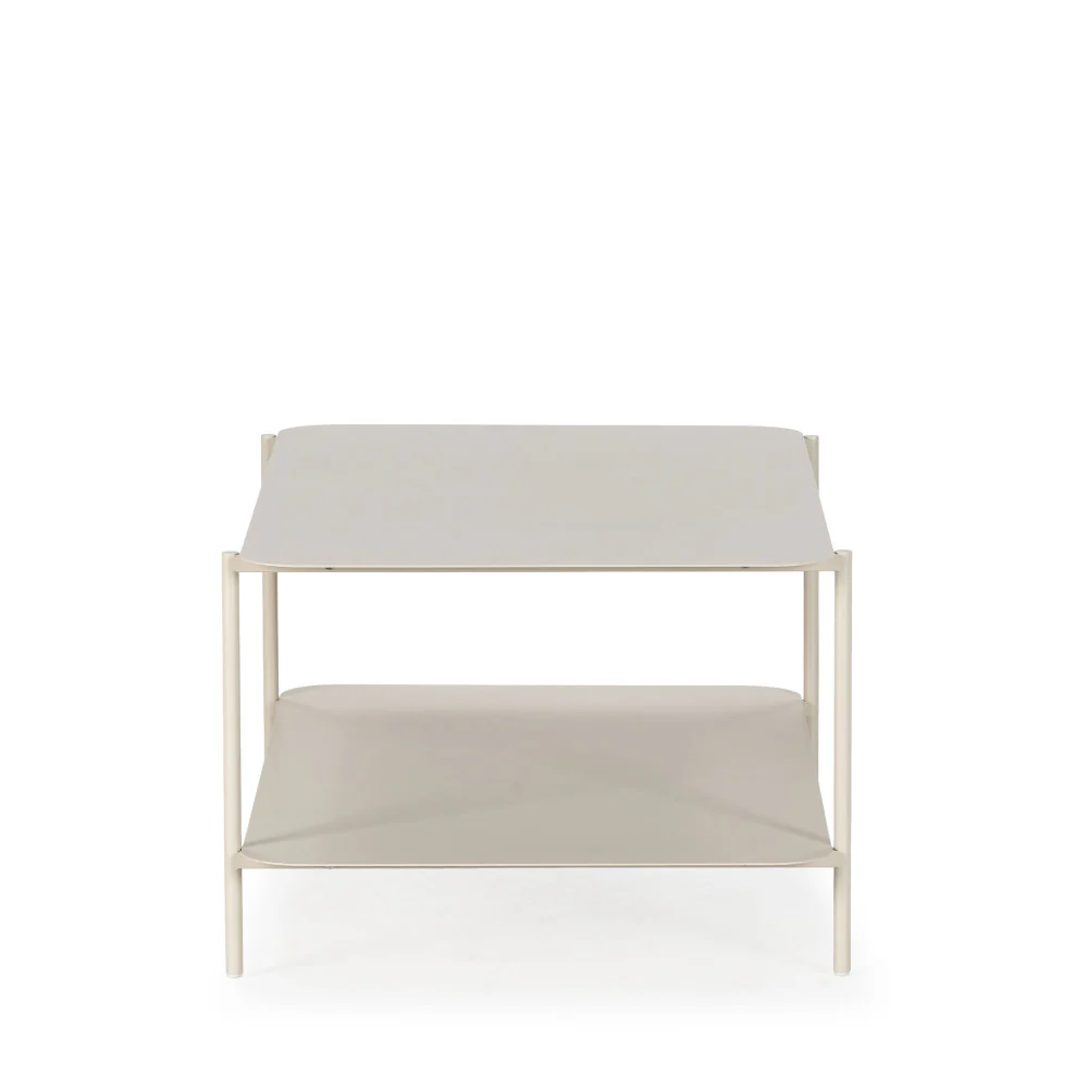 Judith - Table Basse Rectangulaire À Double Plateau - Métal - Beige - Image 4