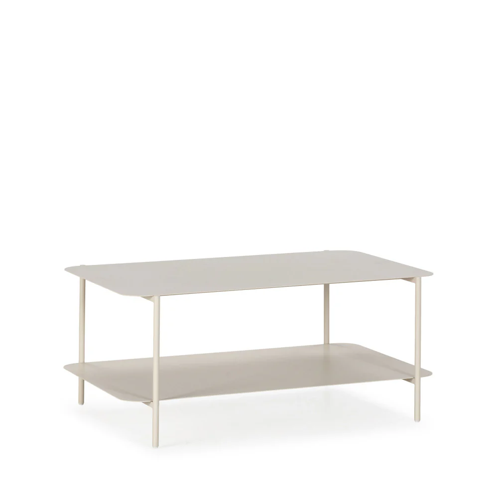 Judith - Table Basse Rectangulaire À Double Plateau - Métal - Beige - Image 5