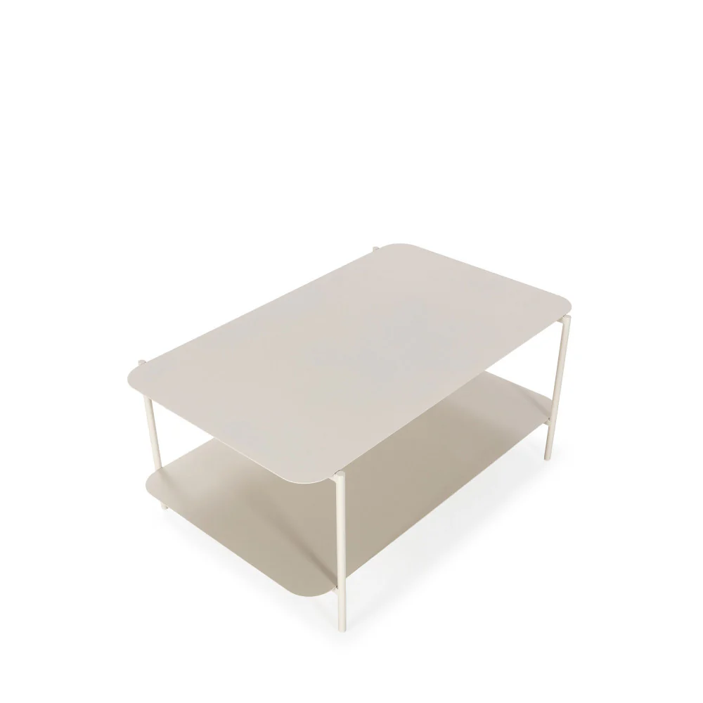 Judith - Table Basse Rectangulaire À Double Plateau - Métal - Beige - Image 6