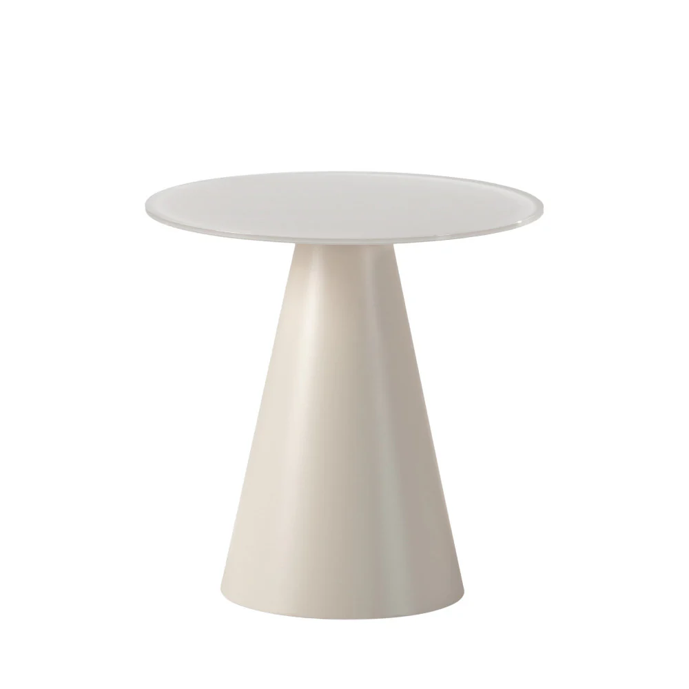 Celeste - Table D'appoint Ronde Trempé Et Métal - Verre - Beige - Image 2