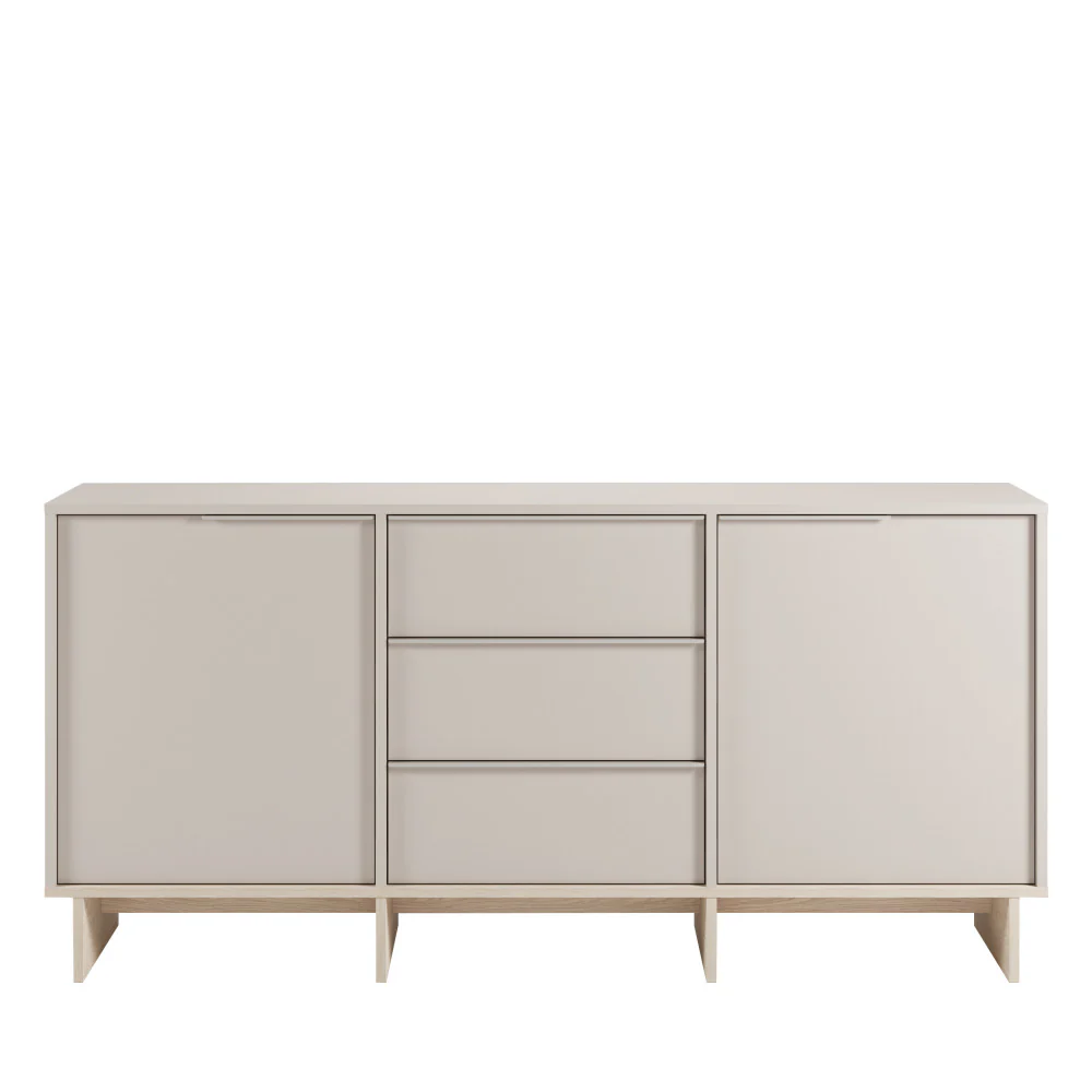 Harriet - Buffet 2 Portes 3 Tiroirs Et Métal - Bois - Beige - Image 2