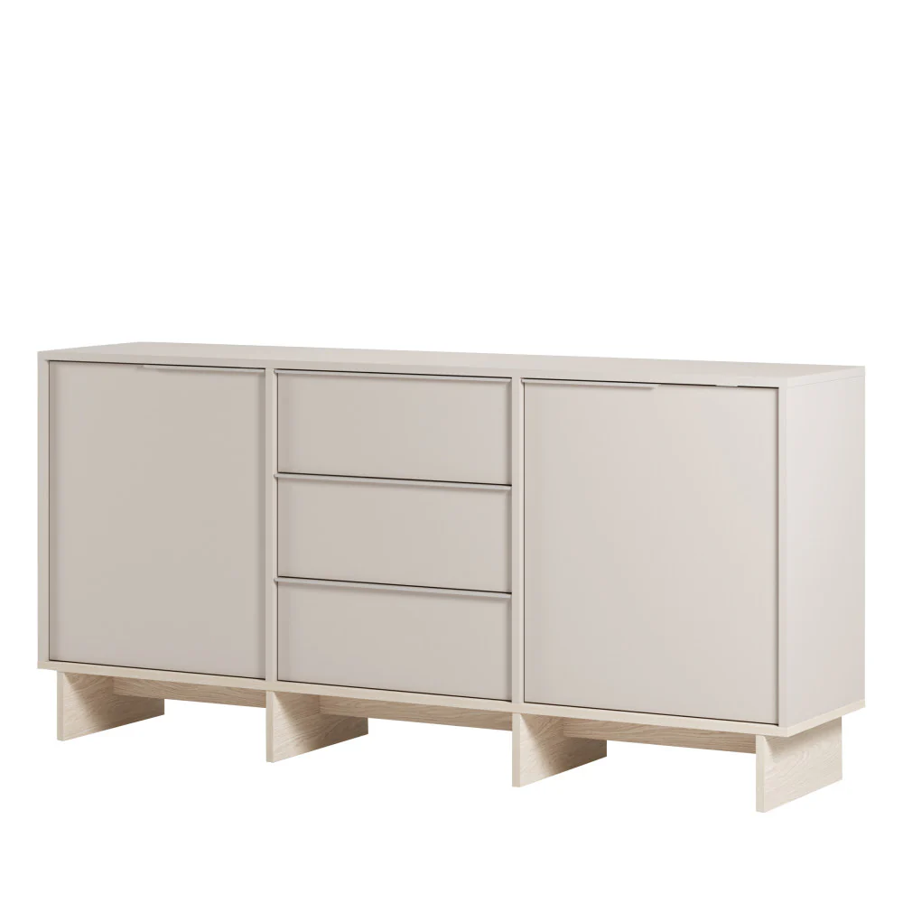 Harriet - Buffet 2 Portes 3 Tiroirs Et Métal - Bois - Beige - Image 7
