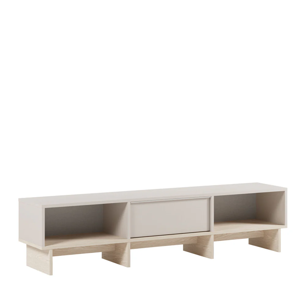 Harriet - Meuble TV 1 Porte Et Métal - Bois - Beige - Image 4