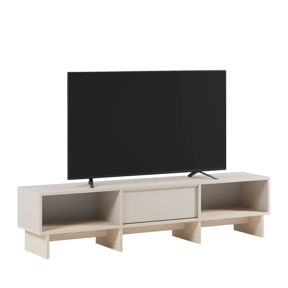 Harriet - Meuble TV 1 Porte Et Métal - Bois - Beige - Image 6