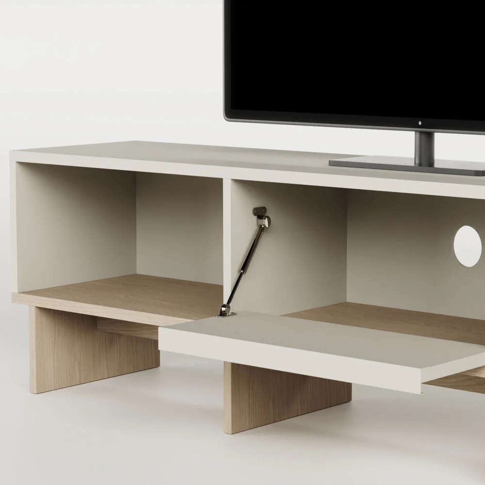 Harriet - Meuble TV 1 Porte Et Métal - Bois - Beige - Image 7