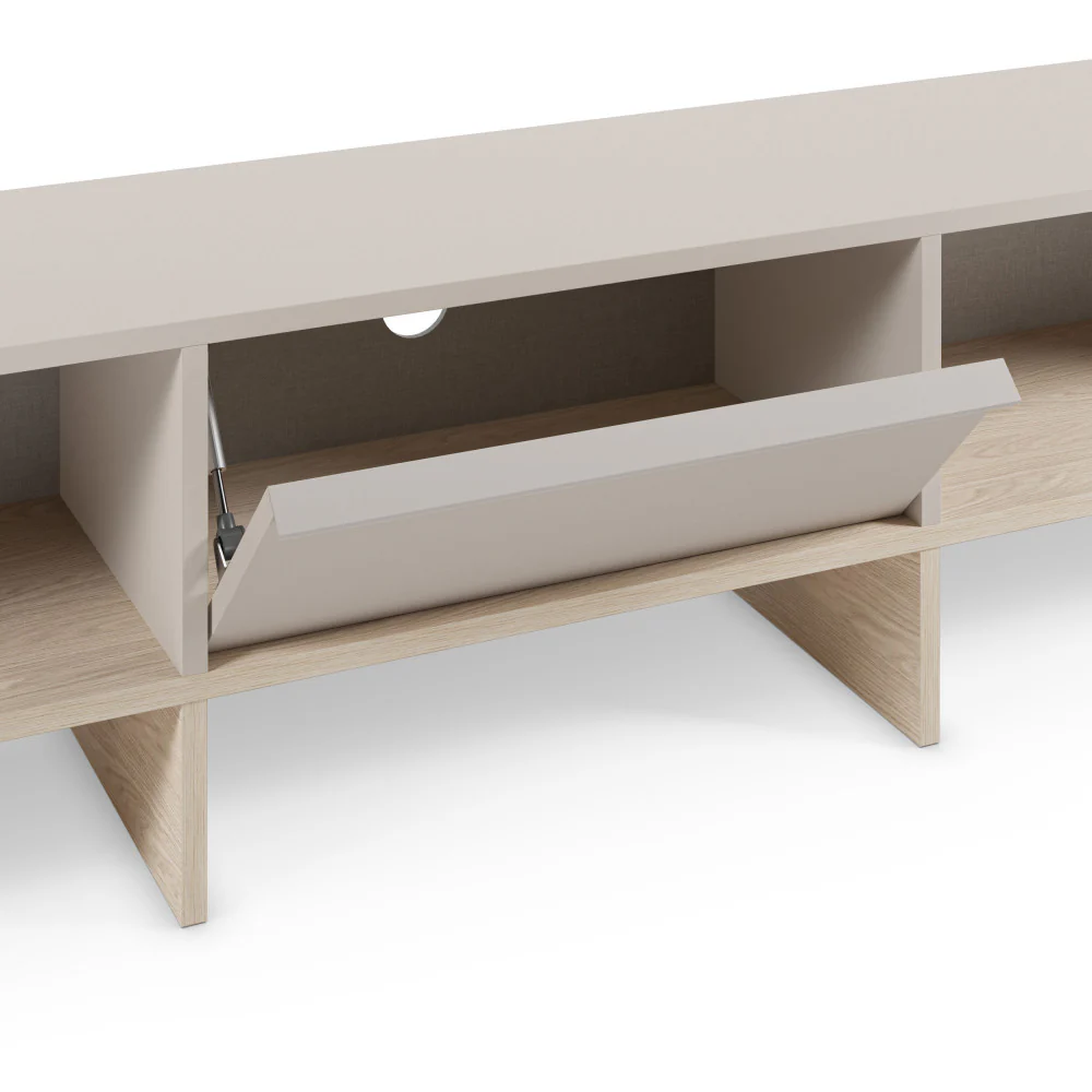 Harriet - Meuble TV 1 Porte Et Métal - Bois - Beige - Image 8