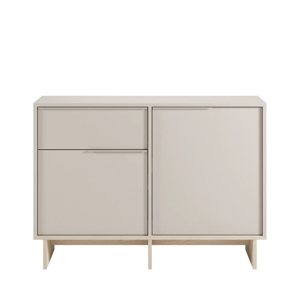 Harriet - Buffet 2 Portes 1 Tiroir Et Métal - Bois - Beige - Image 2