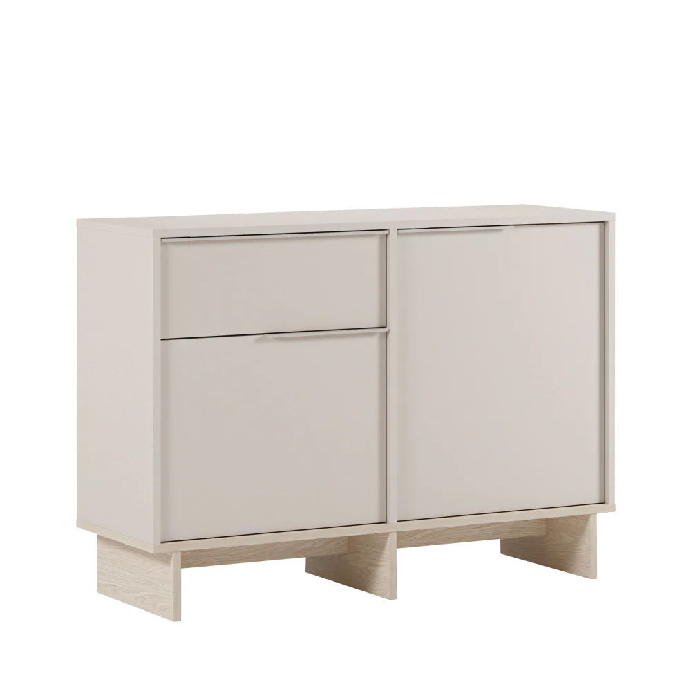 Harriet - Buffet 2 Portes 1 Tiroir Et Métal - Bois - Beige - Image 4