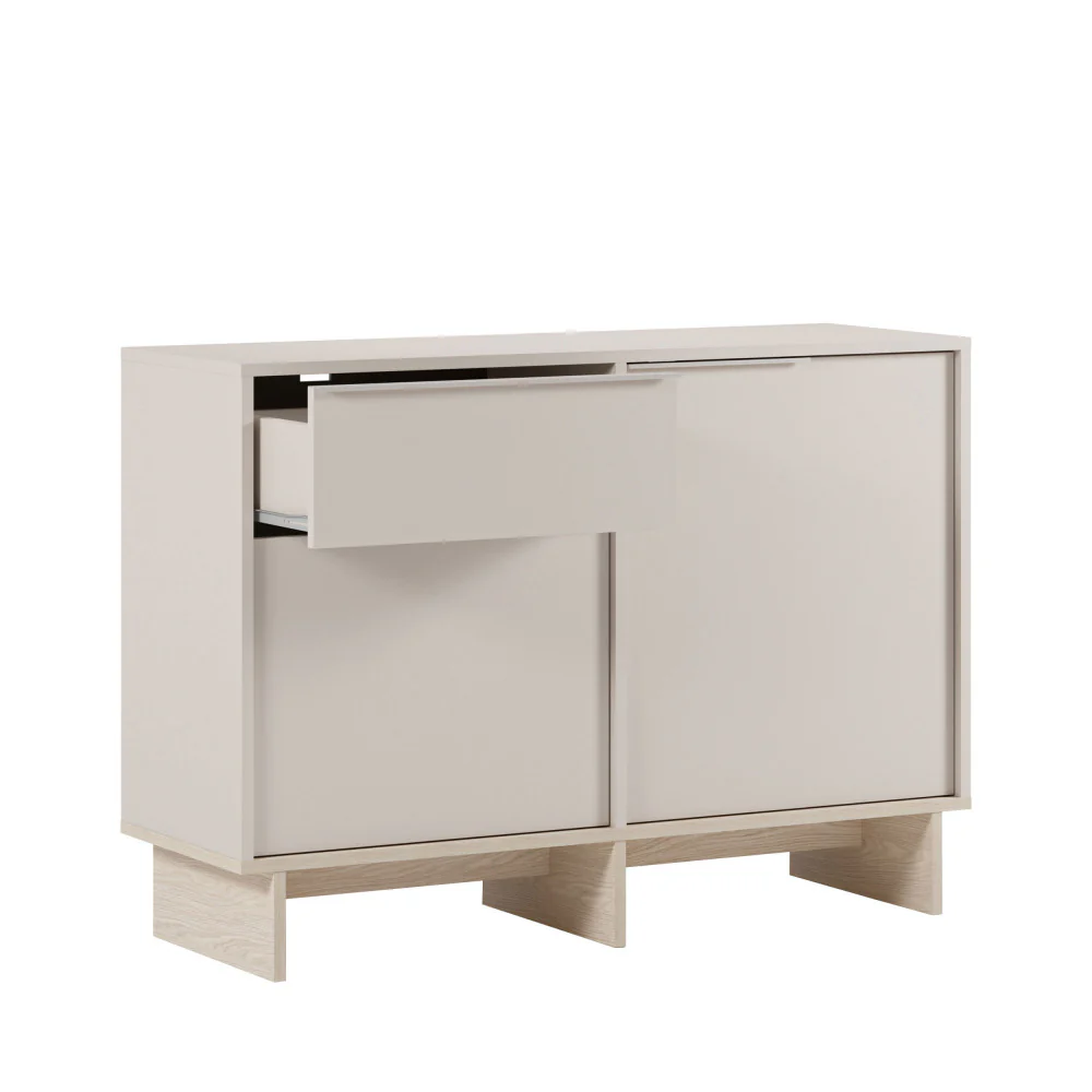 Harriet - Buffet 2 Portes 1 Tiroir Et Métal - Bois - Beige - Image 5