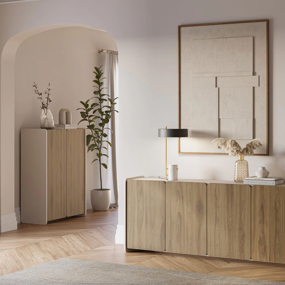 Enara - Buffet Haut 2 Portes - Bois - Bois foncé - Image 5