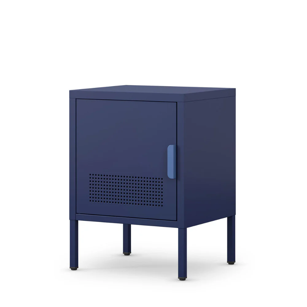 Adel - Table De Chevet 1 Porte - Métal - Bleu - Image 4