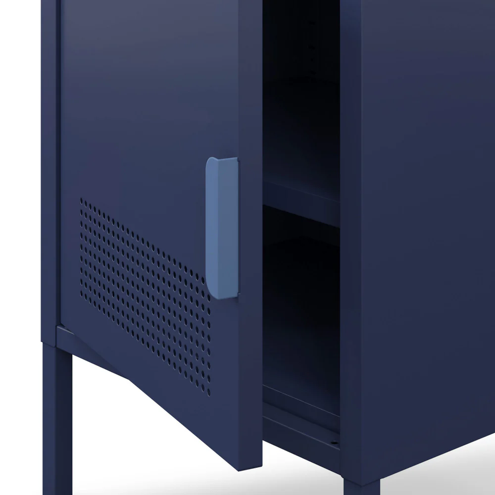 Adel - Table De Chevet 1 Porte - Métal - Bleu - Image 8